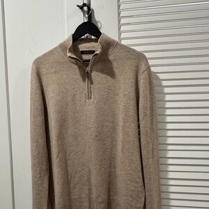 Men's Beige Quarter-Zip Sweater